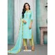 Sky Blue Maslin Silk Embroidered Straight Suit