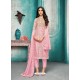 Pink Maslin Silk Embroidered Straight Suit