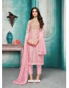 Pink Maslin Silk Embroidered Straight Suit