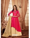 Fuchsia Tapeta Jacquard Worked Designer Gown Style Suit