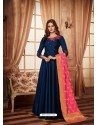 Navy Blue Tapeta Jacquard Worked Designer Gown Style Suit