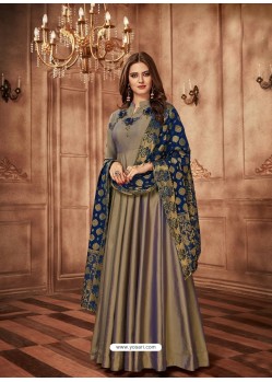 Grey Tapeta Jacquard Worked Designer Gown Style Suit