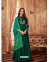 Dark Green Tapeta Jacquard Worked Designer Gown Style Suit