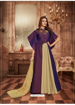 Violet Tapeta Jacquard Worked Designer Gown Style Suit