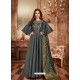 Dull Grey Tapeta Satin Jacquard Worked Designer Gown Style Suit