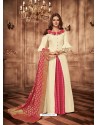 Off White Tapeta Jacquard Worked Designer Gown Style Suit