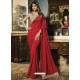 Red Raw Silk Embroidered Party Wear Saree