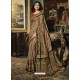 Brown Silk Brasso Embroidered Party Wear Saree