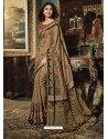 Brown Silk Brasso Embroidered Party Wear Saree