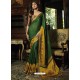 Dark Green Brasso Embroidered Party Wear Saree