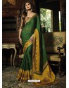 Dark Green Brasso Embroidered Party Wear Saree