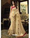 Light Beige Bhagalpuri Silk Embroidered Party Wear Saree