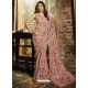 Dusty Pink Silk Brasso Embroidered Party Wear Saree