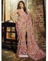 Dusty Pink Silk Brasso Embroidered Party Wear Saree