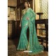 Aqua Mint Brasso Embroidered Party Wear Saree