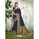 Navy Blue Weaved Silk Jacquard Worked Designer Saree