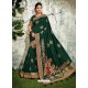 Dark Green Weaved Silk Jacquard Worked Designer Saree