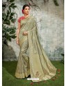 Olive Green Weaved Silk Jacquard Worked Designer Saree