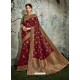 Maroon Weaved Silk Jacquard Worked Designer Saree