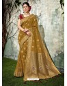 Marigold Weaved Silk Jacquard Worked Designer Saree