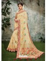 Off White Weaved Silk Jacquard Worked Designer Saree