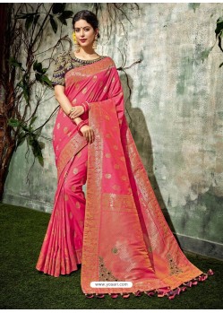 Rani Weaved Silk Jacquard Worked Designer Saree