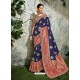 Graceful Navy Blue Weaved Silk Jacquard Worked Designer Saree