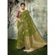 Mehendi Green Weaved Silk Jacquard Worked Designer Saree