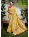 Light Beige Weaved Silk Jacquard Worked Designer Saree