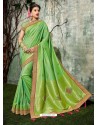 Jade Green Weaved Silk Jacquard Worked Designer Saree