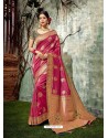 Medium Violet Weaved Silk Jacquard Worked Designer Saree