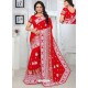 Red Georgette Embroidered Designer Saree