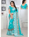 Sky Blue Georgette Embroidered Designer Saree