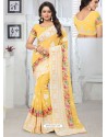 Yellow Georgette Embroidered Designer Saree