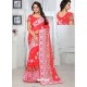 Dark Peach Georgette Embroidered Designer Saree