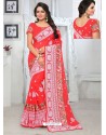 Dark Peach Georgette Embroidered Designer Saree