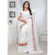 White Georgette Embroidered Designer Saree