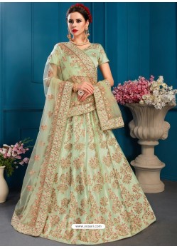 Sea Green Satin Zari Worked Designer Lehenga Choli