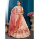 Peach Satin Zari Worked Designer Lehenga Choli