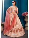 Peach Satin Zari Worked Designer Lehenga Choli