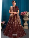 Perfect Coffee Satin Zari Worked Designer Lehenga Choli