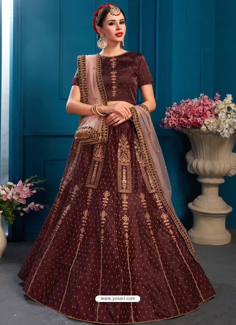 Brown Georgette Embroidered Trendy Ghagra Choli buy online : 73778 - Lehenga