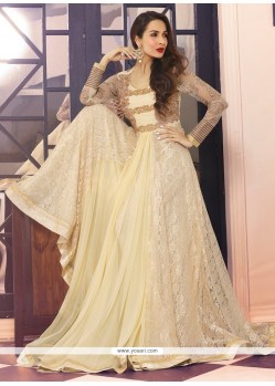 Malaika Arora Khan Cream Net Anarkali Suit