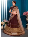 Observable Coffee Satin Designer Lehenga Choli