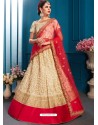 Cream Satin Zari Worked Designer Lehenga Choli