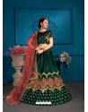 Desirable Dark Green Satin Designer Lehenga Choli