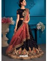 Perfect Navy Blue Satin Zari Worked Designer Lehenga Choli