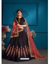 Genius Navy Blue Satin Zari Worked Designer Lehenga Choli