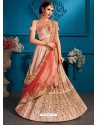 Attractive Peach Satin Designer Lehenga Choli