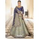 Navy Blue Silk Embroidered Designer Lehenga Choli